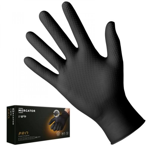 MERCATOR GoGrip Black - nitril erősítésű kesztyű