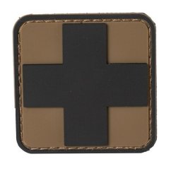 Felvarró folt Velcro 3D Medic Cross FEKETE/ COYOTE 5 cm