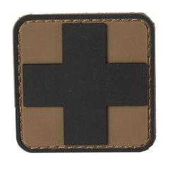 Felvarró folt Velcro 3D Medic Cross FEKETE/ COYOTE 5 cm