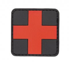 Nášivka 3D Medic Cross RED/BLACK 4 cm