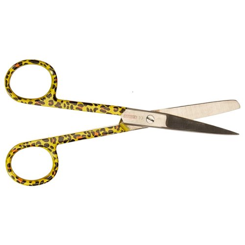 Nožnice rovné hrotato-tupé 14 cm - leopard